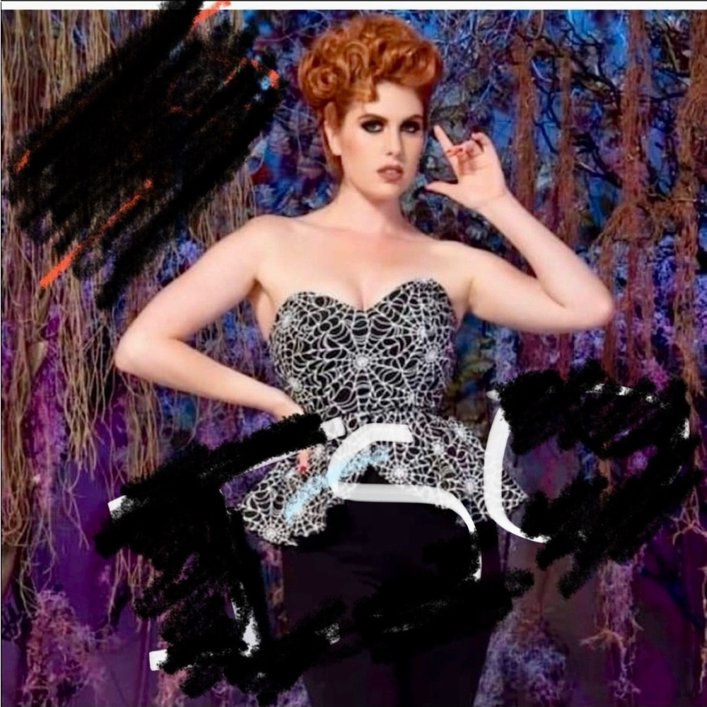 Unicorn Alert! Pinup Couture Spiderweb Top Peplum Deadly Dames halloween